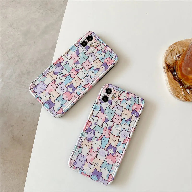 Colourful cartoon design TPU protective case for iPhone on a white background