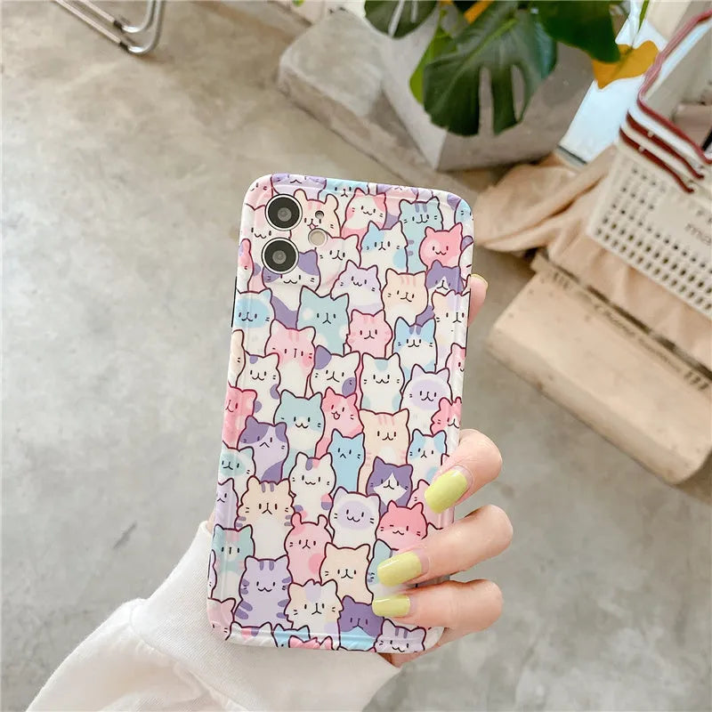 Colourful cartoon design TPU protective case for iPhone on a white background