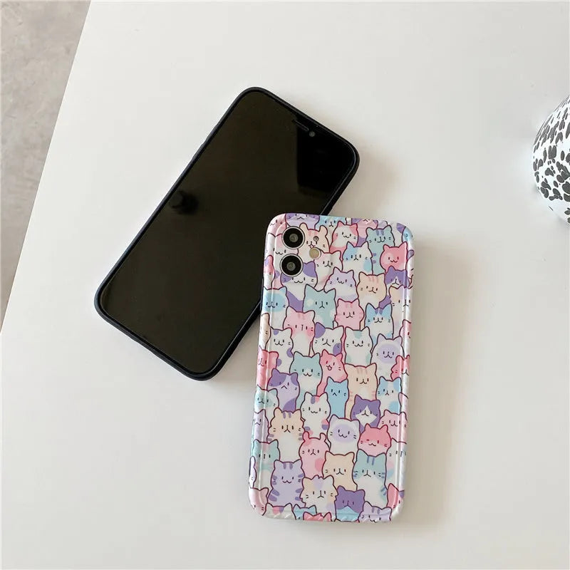 Colourful cartoon design TPU protective case for iPhone on a white background