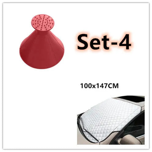 Car snow block front windshield cover made of aluminised film with anti-theft design
