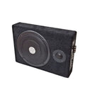 8 inch black car subwoofer in ultra-thin square MDF box with flannel finish