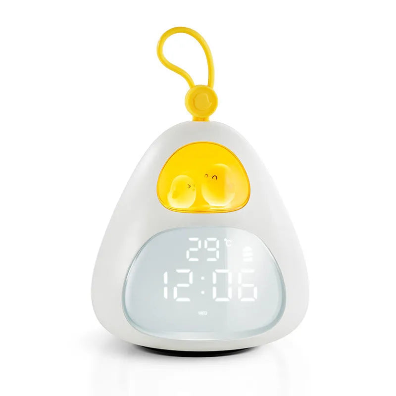 White cartoon triangle alarm clock, single-sided printed, for students and night charging