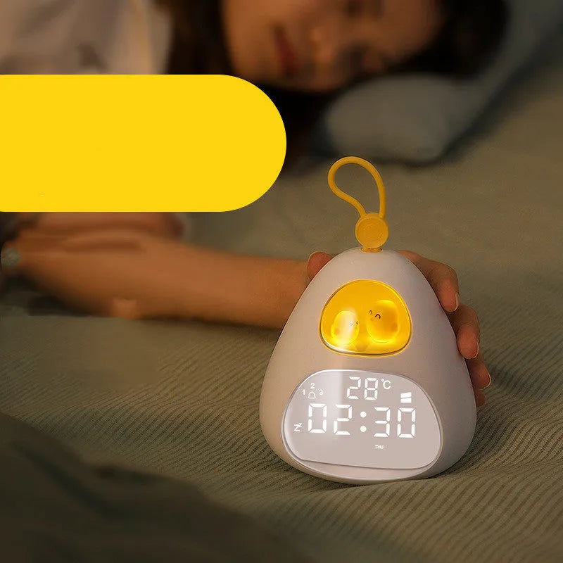 White cartoon triangle alarm clock, single-sided printed, for students and night charging