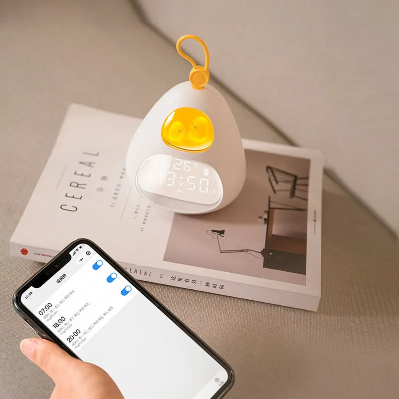 White cartoon triangle alarm clock, single-sided printed, for students and night charging