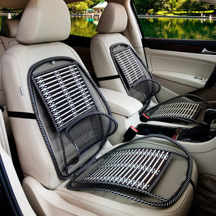 Black car ice silk lumbar cool cushion with massage function, five-seater general fit, steel wire and bamboo silk construction
