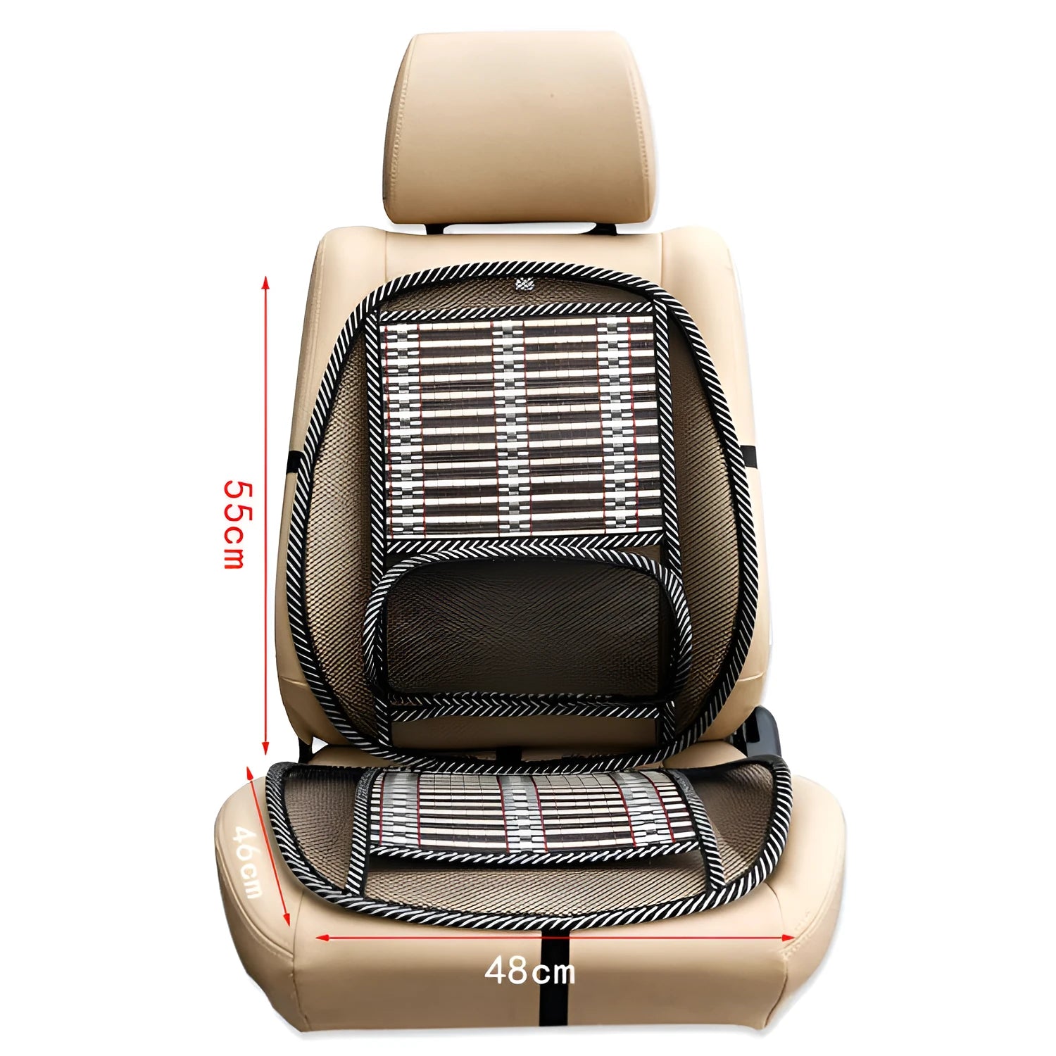 Black car ice silk lumbar cool cushion with massage function, five-seater general fit, steel wire and bamboo silk construction
