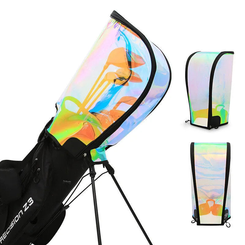 Universal colourful transparent hat for golf bags with adjustable buckle and laser seven colours design