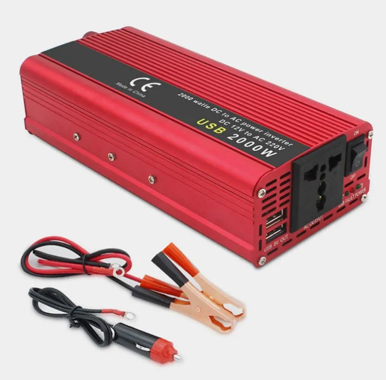 2000W modified sine wave car inverter with dual USB ports and protection features