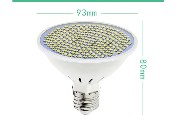 E27 LED lamp cup bulb with a white PC body, shown in warm white and cool white light options.