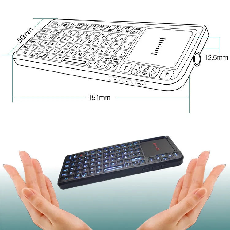 Mini wireless Bluetooth laser touch keyboard with 7 colour backlight and ABS construction