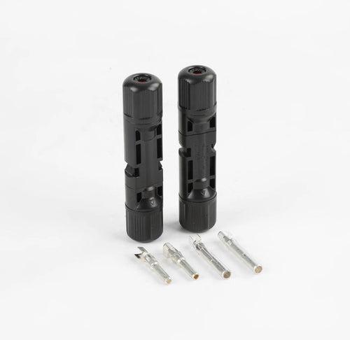 10 pairs of waterproof black bar-shaped AC/DC wire cable connectors with copper contacts and 90mm cable length