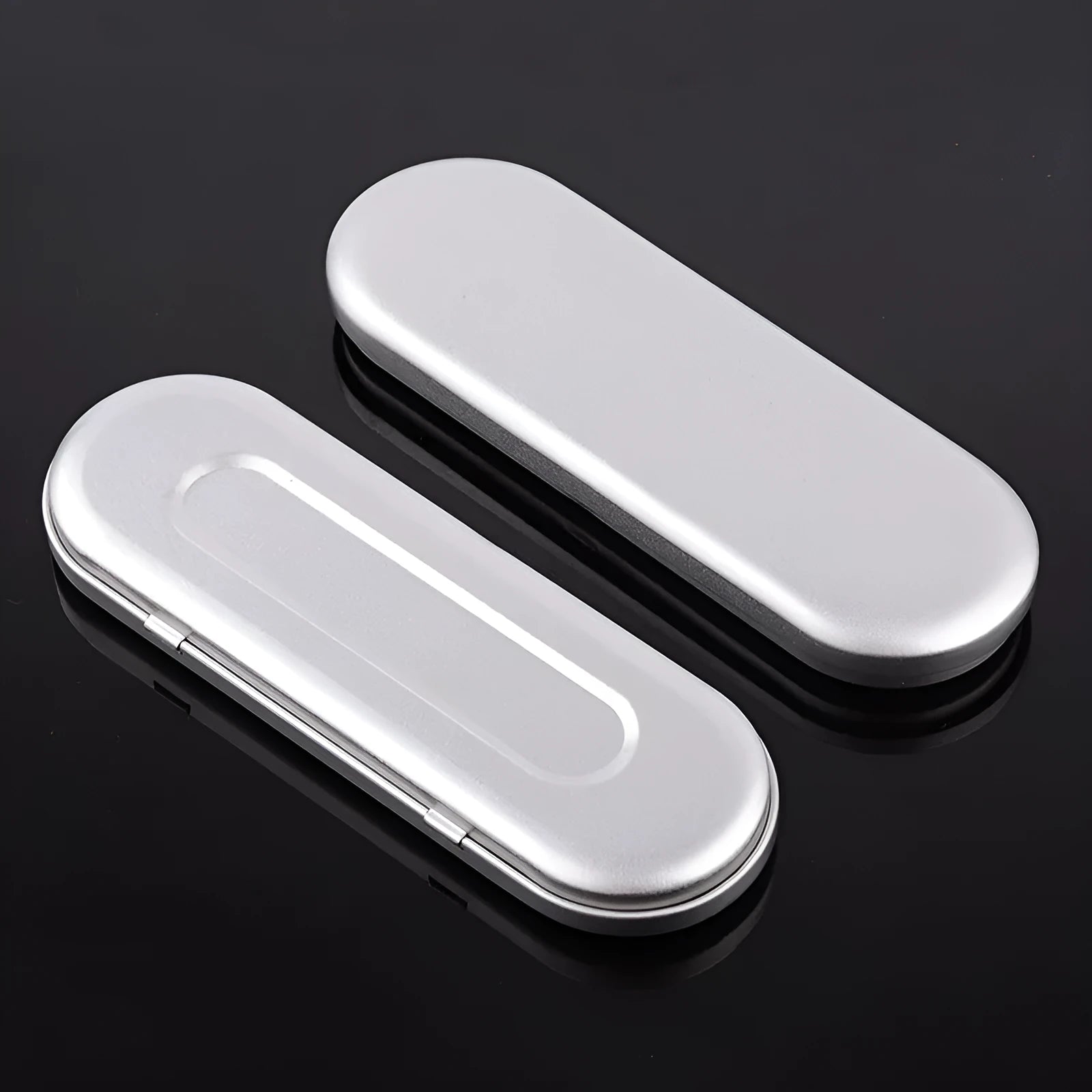Rectangular tinplate cosmetic and pen storage box with frosted iron finish and offset printing