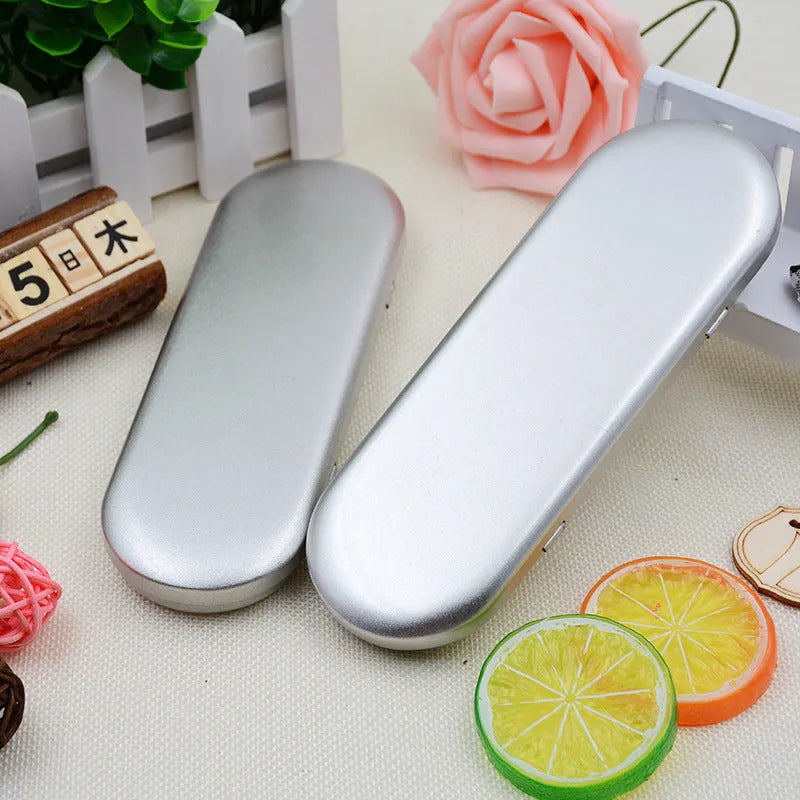 Rectangular tinplate cosmetic and pen storage box with frosted iron finish and offset printing