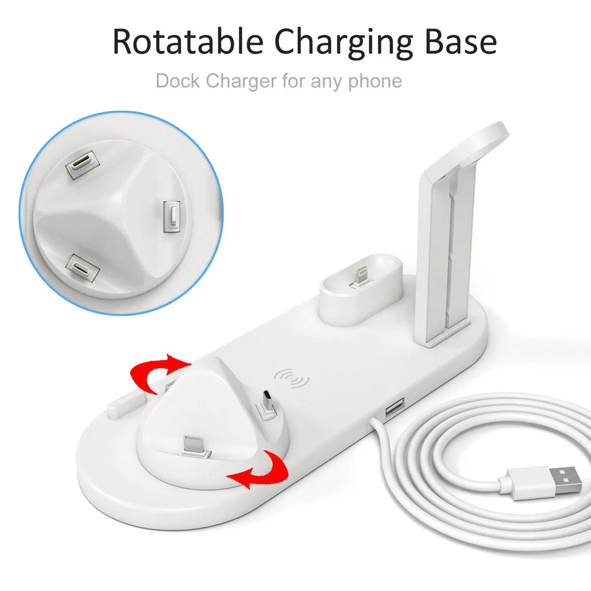 Three-in-one wireless charging bracket for iPhone, Apple Watch and AirPods in black or white