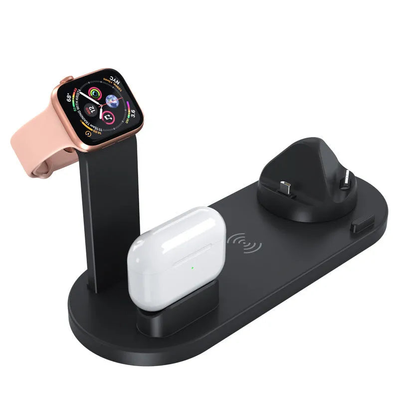 Three-in-one wireless charging bracket for iPhone, Apple Watch and AirPods in black or white