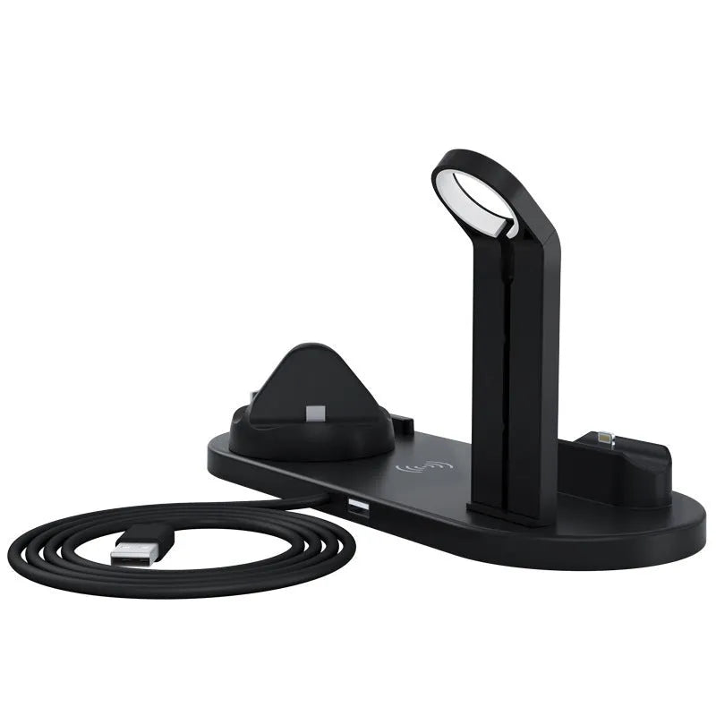 Three-in-one wireless charging bracket for iPhone, Apple Watch and AirPods in black or white
