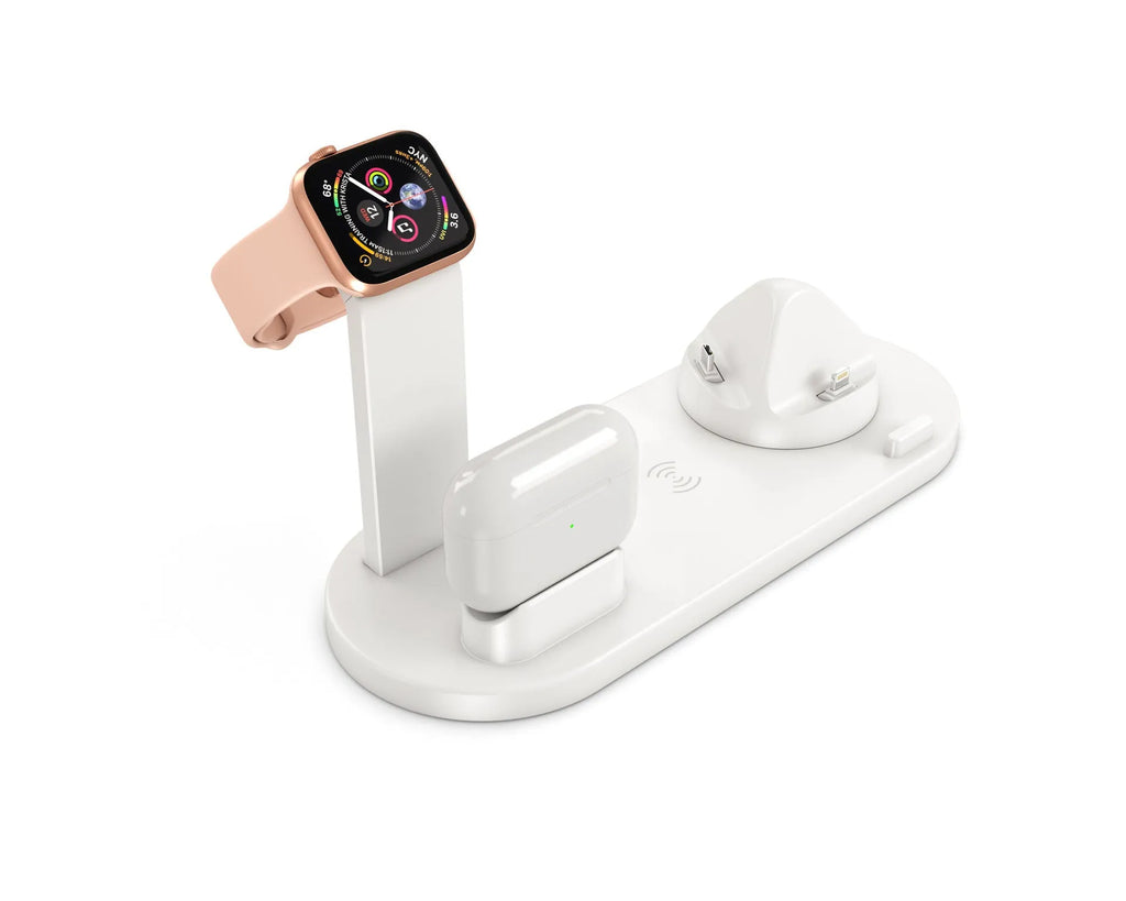 Three-in-one wireless charging bracket for iPhone, Apple Watch and AirPods in black or white