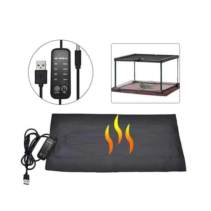 Reptile Heating Pad with Adjustable Thermostat Switch 5V USB Powered for Warm Pet Bed Terrarium Heat Source Temperature Control