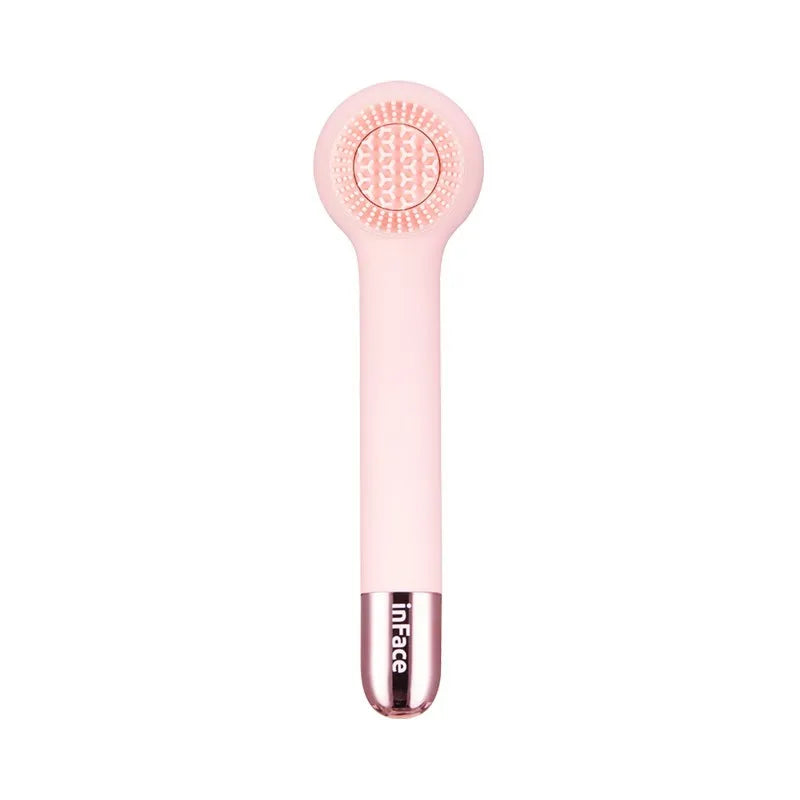 Grey electric shower brush with four rotating brush heads for back massage and skin cleansing