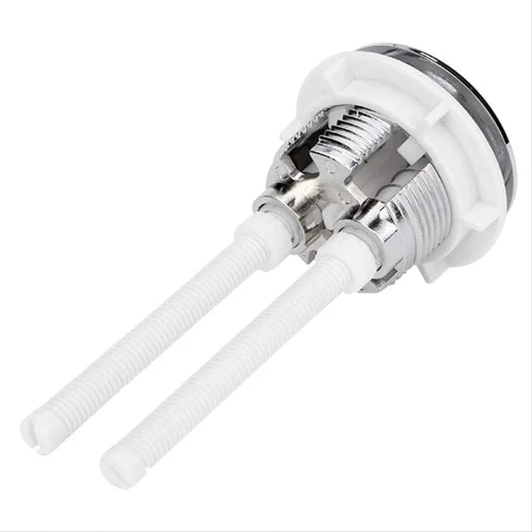 38mm round double flush button for toilet tank made from white ABS plastic.