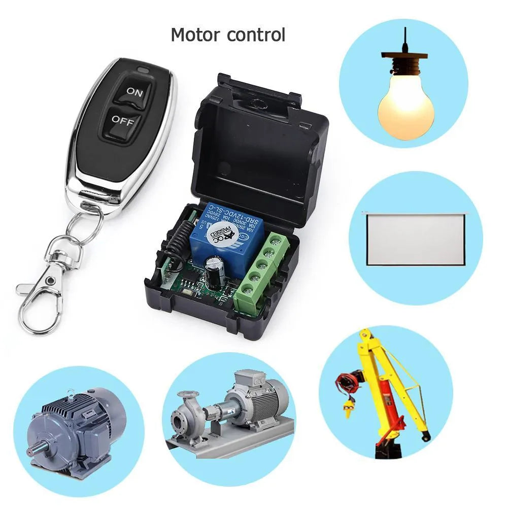 Single-channel wireless remote control switch car access control black DC 12V 24V relay