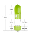 Portable PET plastic dog water bottle with foldable drinking cup in blue, grey, green, or pink