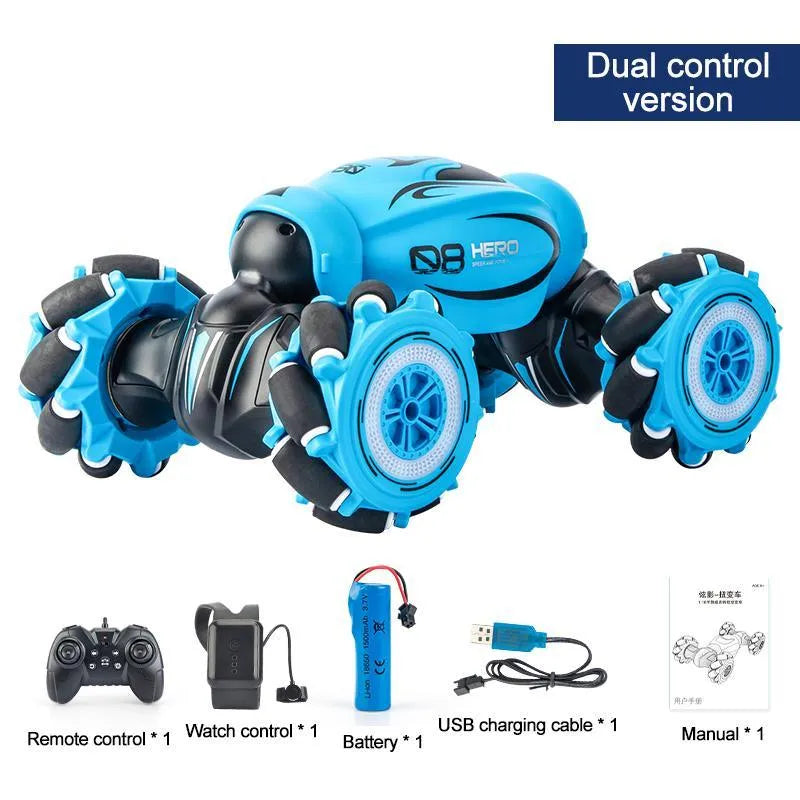 Gesture sensing deformation remote control car in blue, green, or orange colours with somatosensory controller