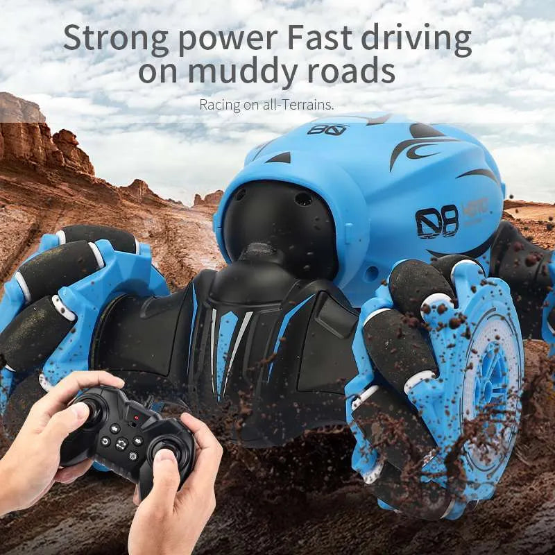 Gesture sensing deformation remote control car in blue, green, or orange colours with somatosensory controller