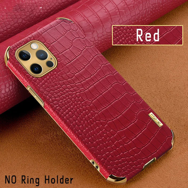 Crocodile pattern imitation leather back cover case for Apple iPhone in multiple colours.