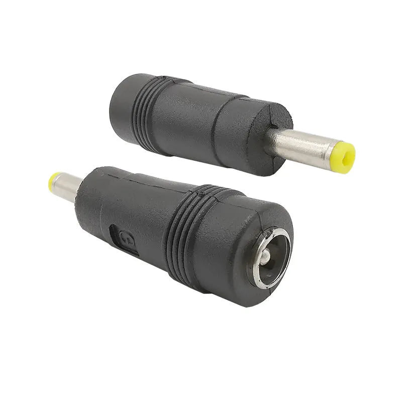 Black round DC power adapter 5.5x2.1 female to 4.0x1.7 male plug connector