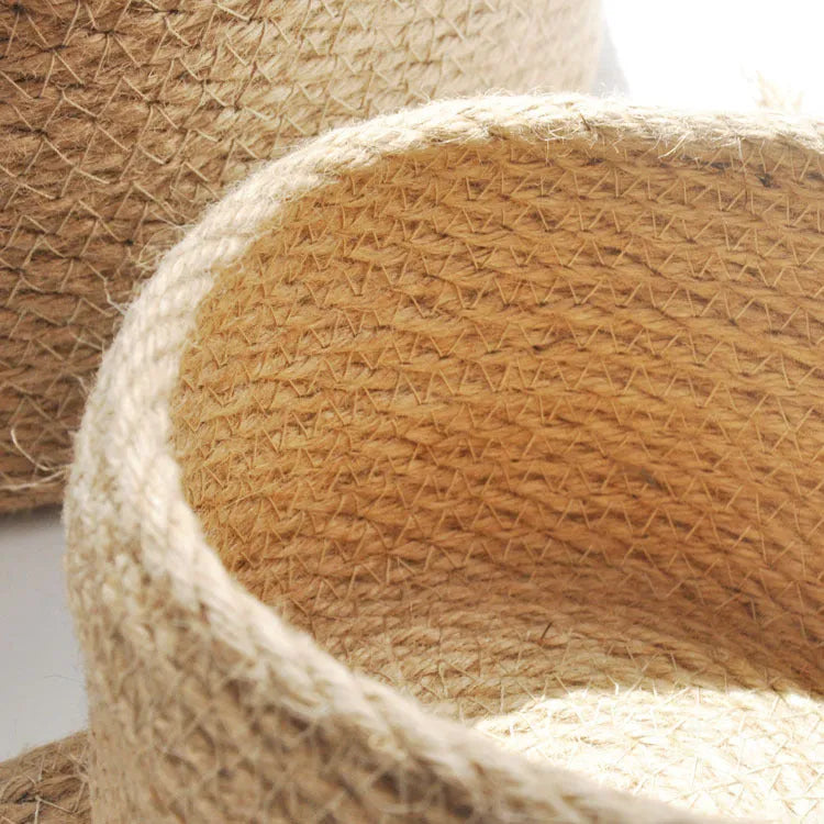 Japanese linen fabric storage basket with cover in three sizes for bedroom organisation