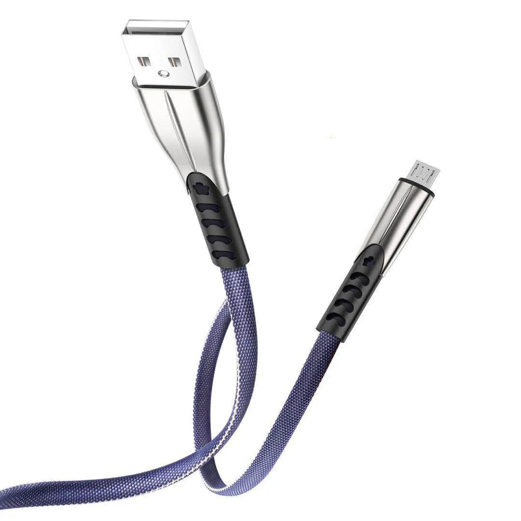 Android fast charging cable in black, blue, and red colours with 1 metre length
