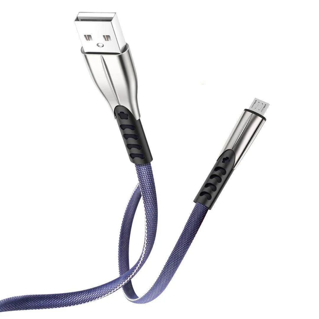 Android fast charging cable in black, blue, and red colours with 1 metre length
