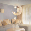 Aluminium wire star moon chandelier with zinc alloy construction and iron lamp body