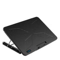 F5 plastic notebook cooler with 6 fans, 360x255x27mm, for notebooks and ultrabooks, black