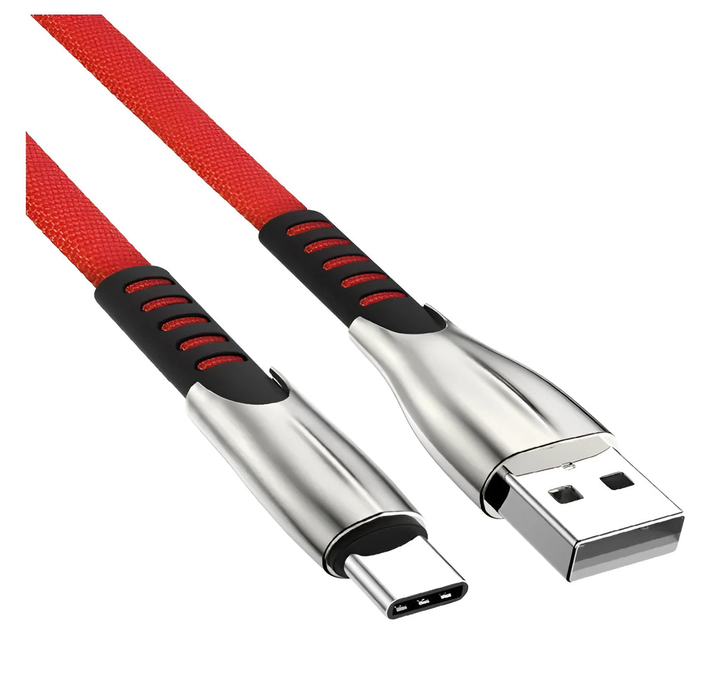 Android fast charging cable in black, blue, and red colours with 1 metre length