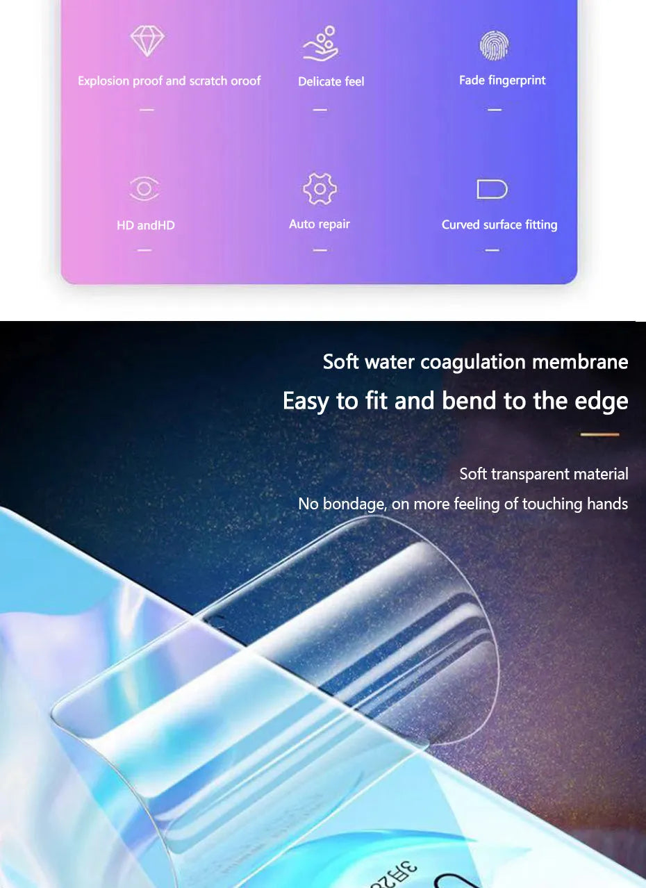 Three hydrogel screen protector films for Huawei and Honor smartphones on backing cards