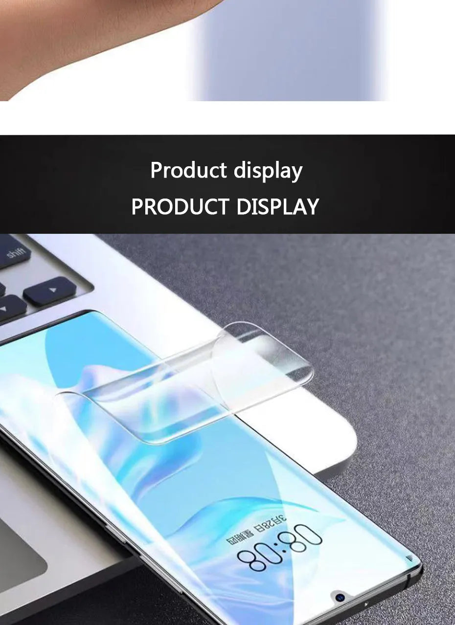 Three hydrogel screen protector films for Huawei and Honor smartphones on backing cards