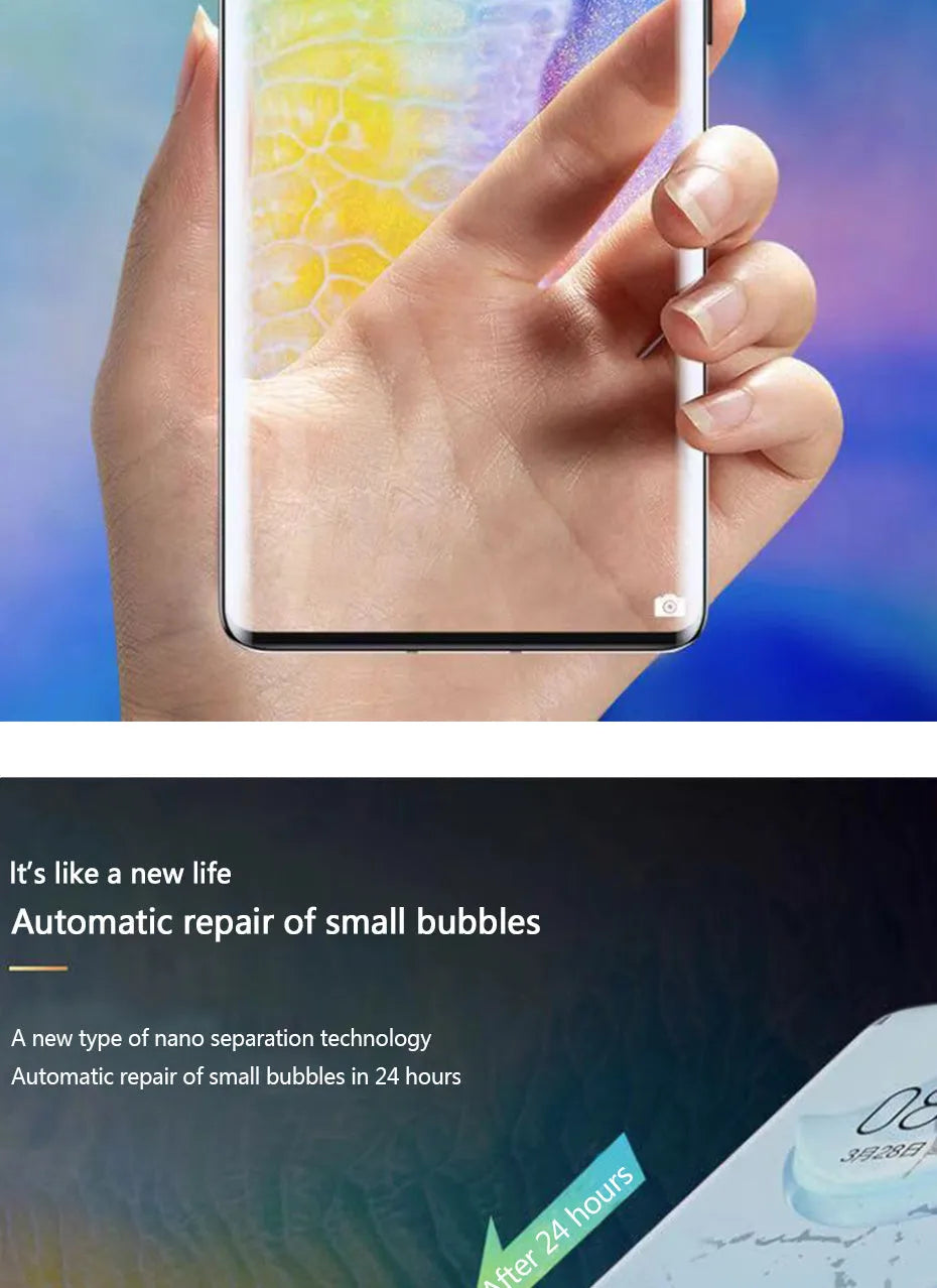 Three hydrogel screen protector films for Huawei and Honor smartphones on backing cards