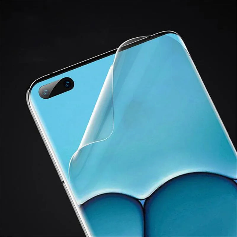 Three hydrogel screen protector films for Huawei and Honor smartphones on backing cards
