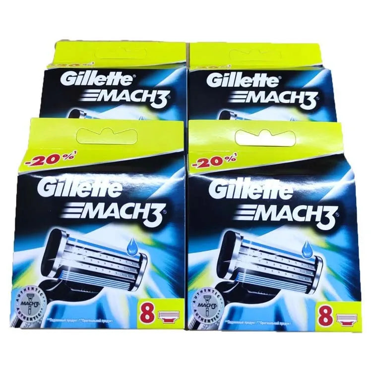 Blue Gillette Front Speed 3 manual razor and eight replacement blades in packaging
