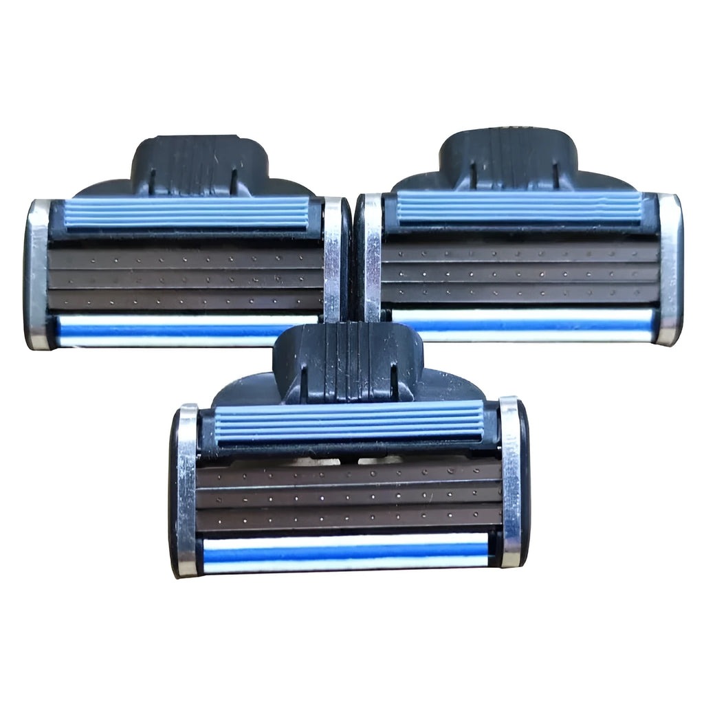 Blue Gillette Front Speed 3 manual razor and eight replacement blades in packaging