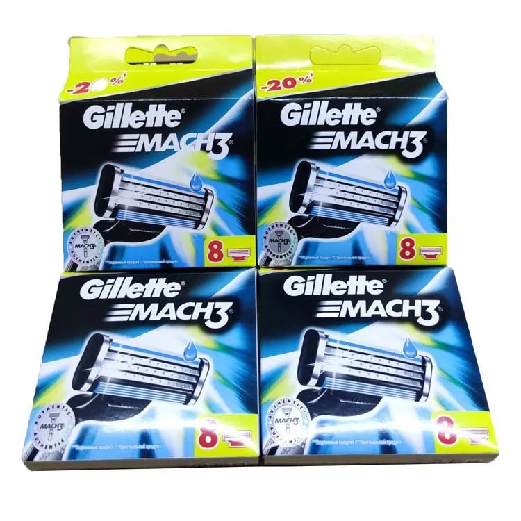 Blue Gillette Front Speed 3 manual razor and eight replacement blades in packaging