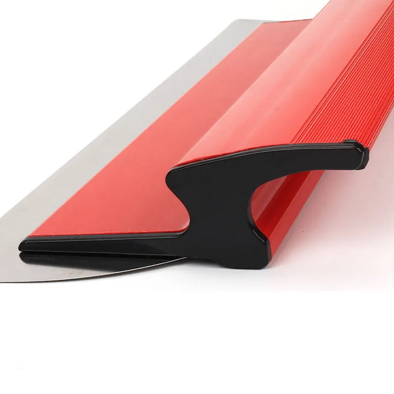 Red 40cm long metal leveling scraper tool for wall putty and wallpaper