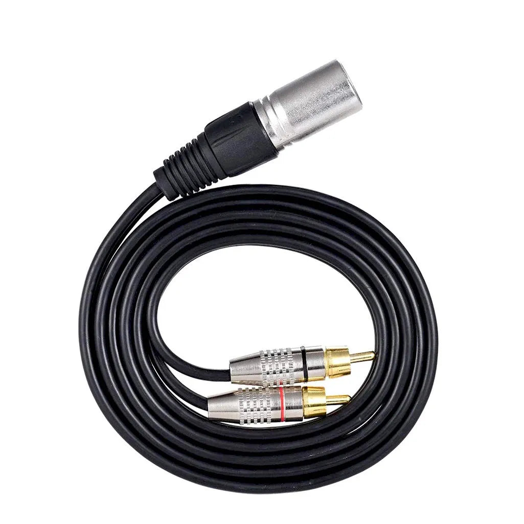 Canon XLR male to dual RCA lotus audio cable with PVC sheath, 3.5mm diameter