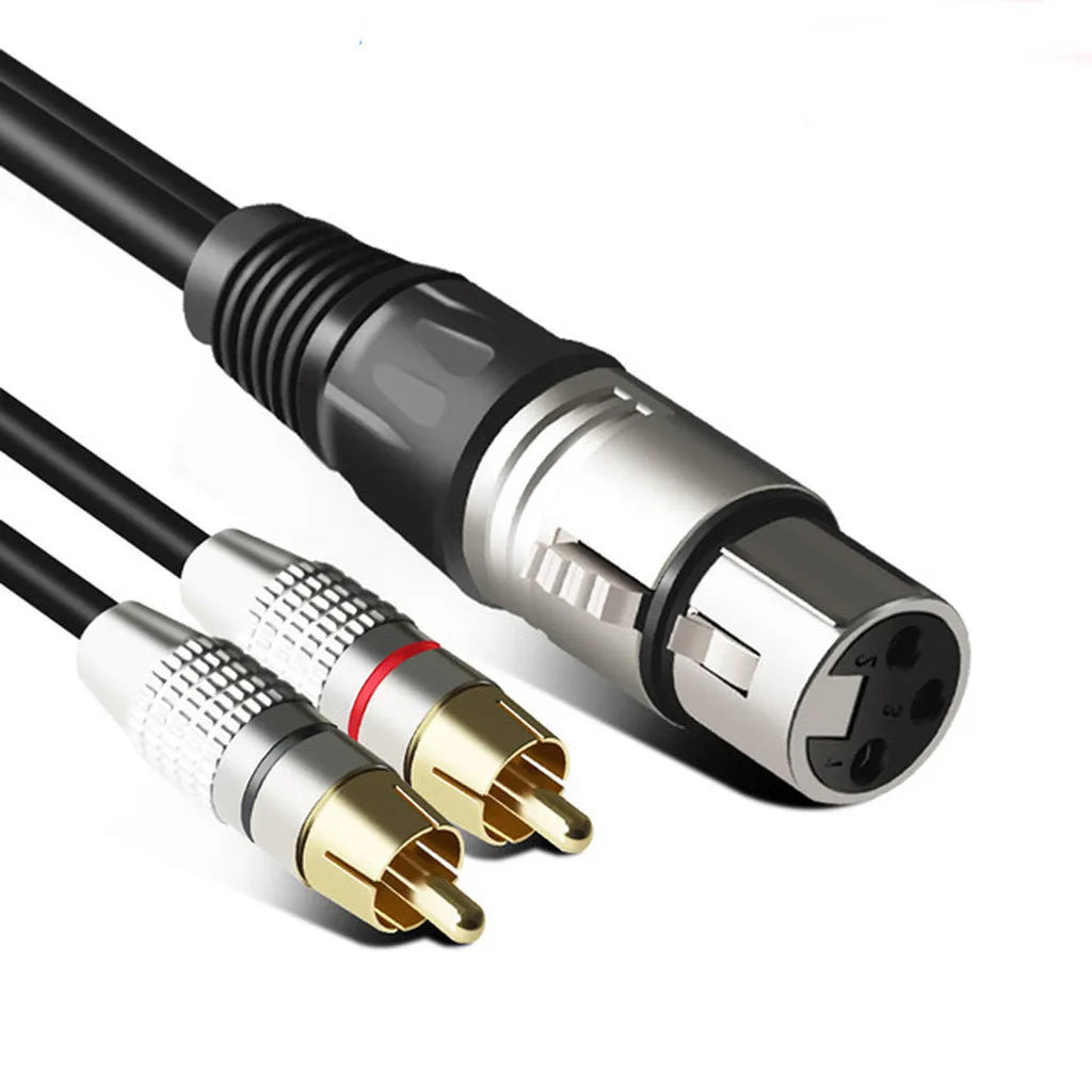 Canon XLR male to dual RCA lotus audio cable with PVC sheath, 3.5mm diameter