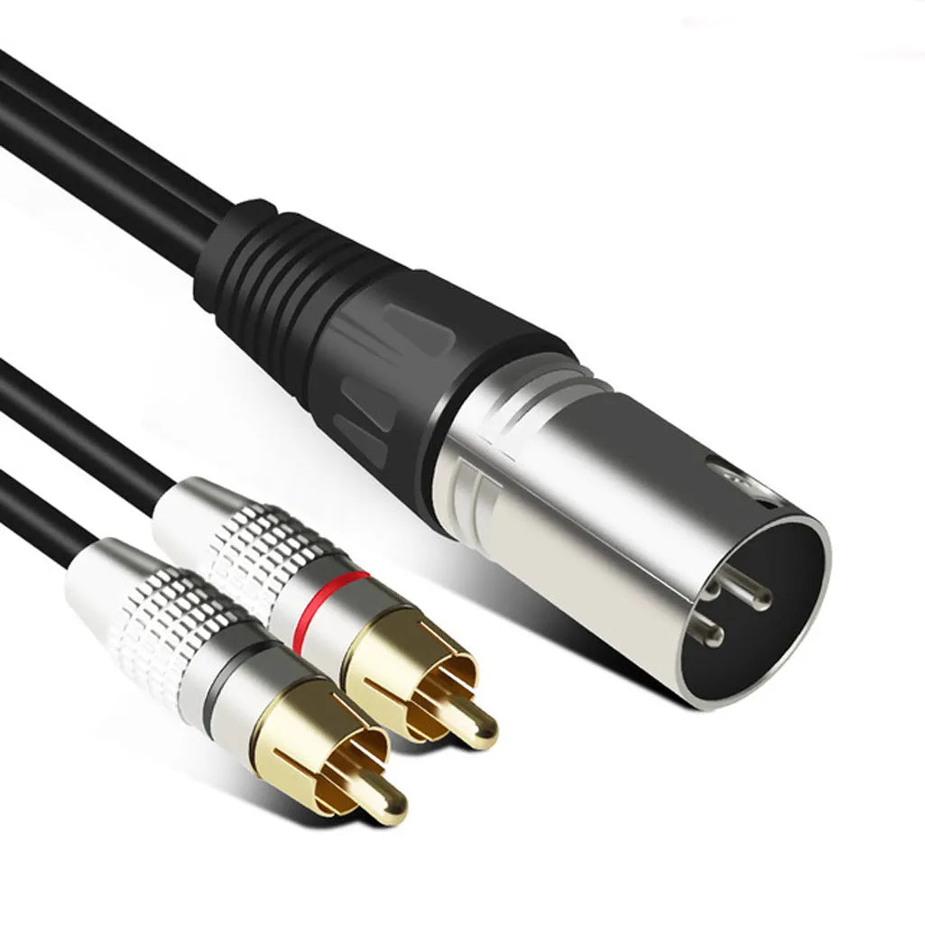 Canon XLR male to dual RCA lotus audio cable with PVC sheath, 3.5mm diameter