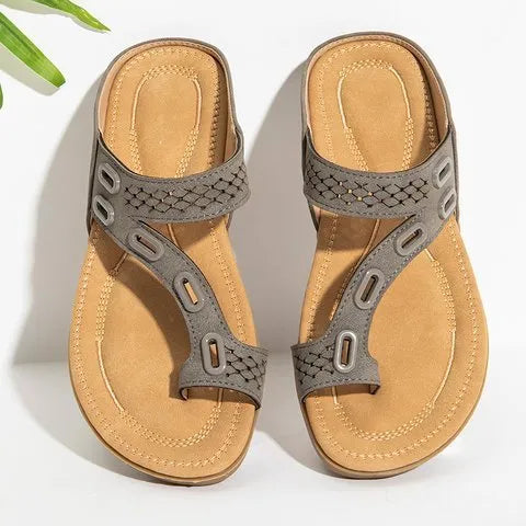 Women's summer slippers in green with artificial PU upper and rubber sole