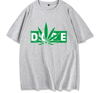 Men's hemp leaf cotton short sleeve T-shirt in black, hip hop rap graphic tee, sizes S to 3XL