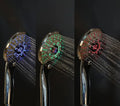 Chrome LED shower head with temperature sensor three spray modes handheld bathroom nozzle